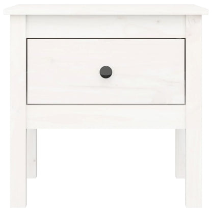 Solid Pine Wood Side Table - White, 50x50x49 cm