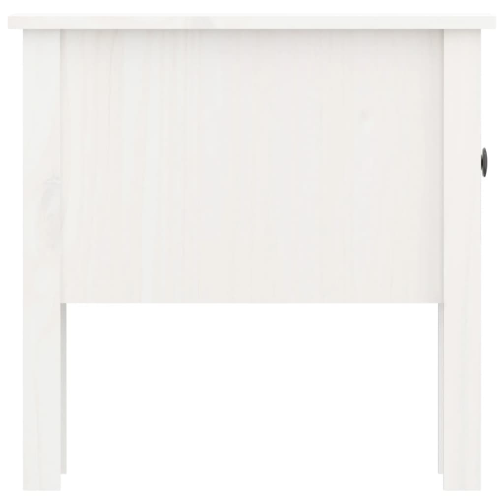 Solid Pine Wood Side Table - White, 50x50x49 cm