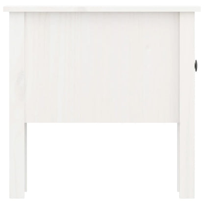 Solid Pine Wood Side Table - White, 50x50x49 cm