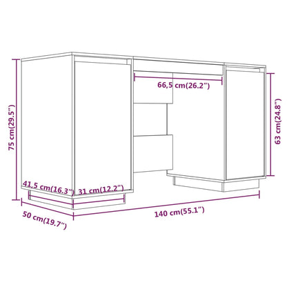 Solid Pine Wood Desk 140x50x75 cm - Durable & Stylish Workspace