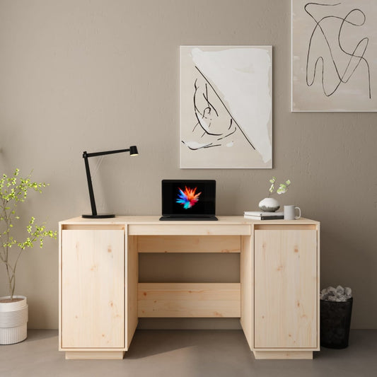 Solid Pine Wood Desk 140x50x75 cm - Durable & Stylish Workspace