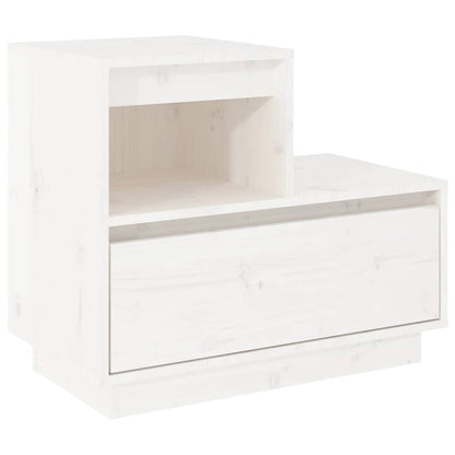 Solid Wood White Bedside Cabinet 60x34x51 cm Pine