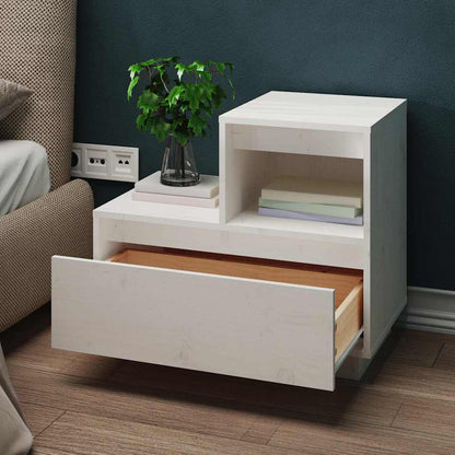 Solid Wood White Bedside Cabinet 60x34x51 cm Pine