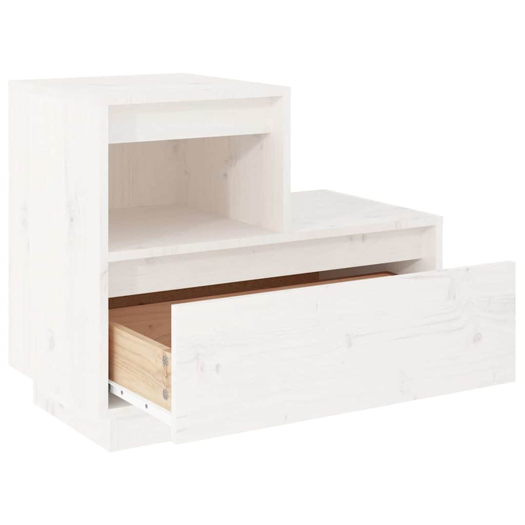 Solid Wood White Bedside Cabinet 60x34x51 cm Pine