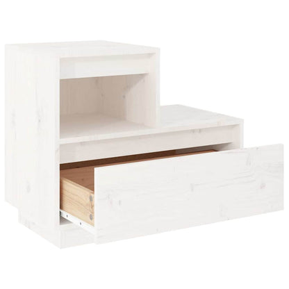Solid Wood White Bedside Cabinet 60x34x51 cm Pine