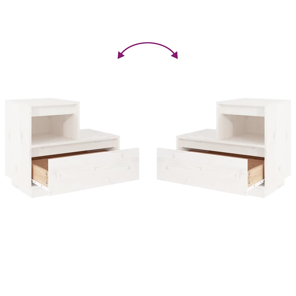 Solid Wood White Bedside Cabinet 60x34x51 cm Pine