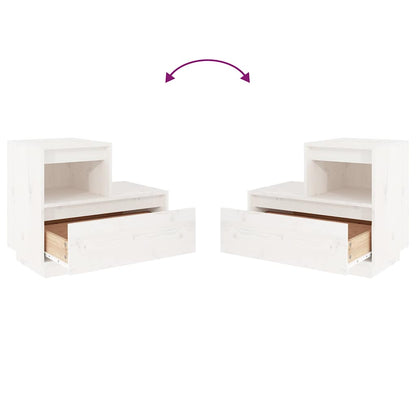 Solid Wood White Bedside Cabinet 60x34x51 cm Pine