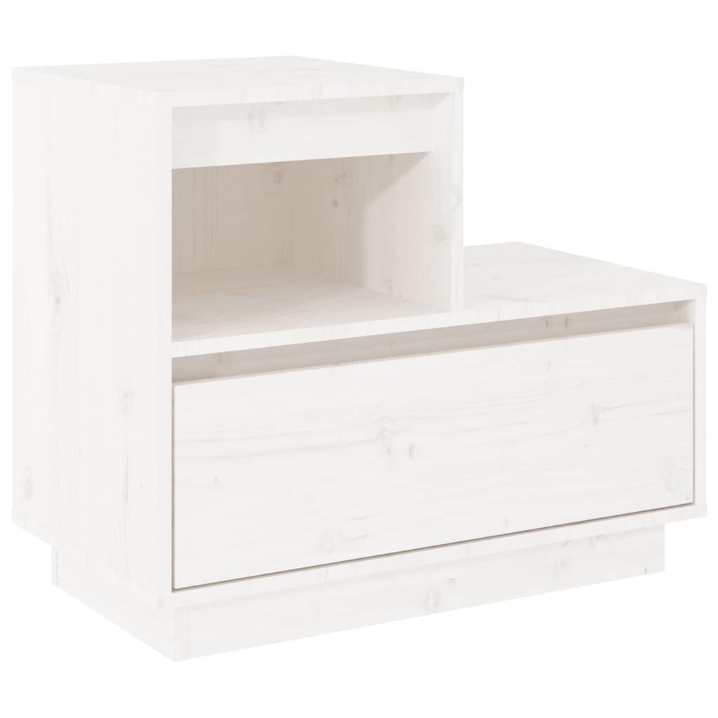 Solid Pine Bedside Cabinets (2 Pcs, White, 60x34x51 cm)