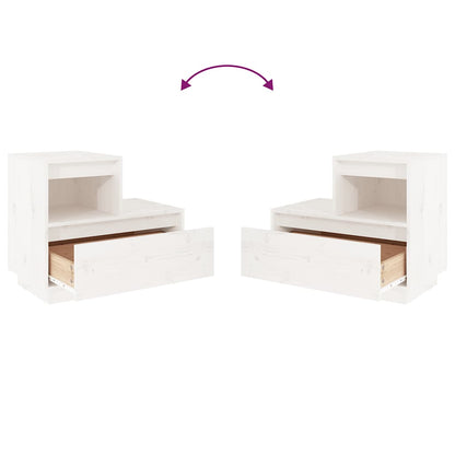 Solid Pine Bedside Cabinets (2 Pcs, White, 60x34x51 cm)