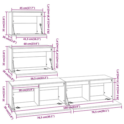 TV Cabinets 4 pcs Solid Wood Pine