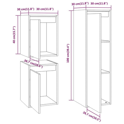 TV Cabinets 3 pcs Honey Brown Solid Wood Pine