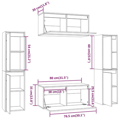 TV Cabinets 6 pcs White Solid Wood Pine