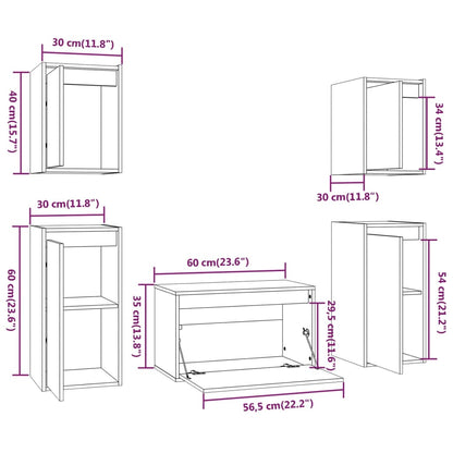 TV Cabinets 5 pcs Honey Brown Solid Wood Pine