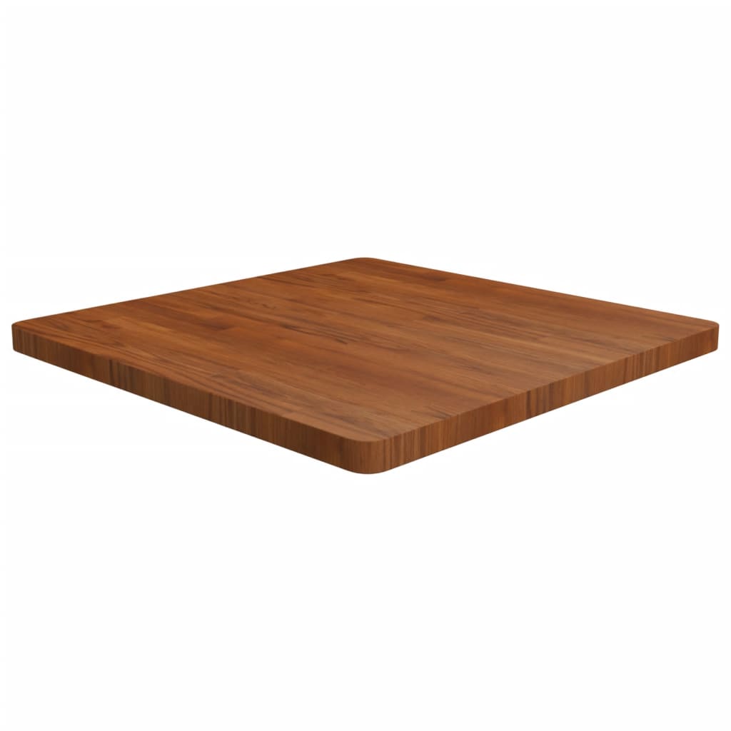 Dark Brown Oak Square Table Top 80x80cm - Solid Wood Finish