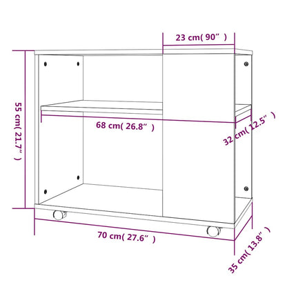 Smoked Oak Side Table - Engineered Wood, 70x35x55 cm
