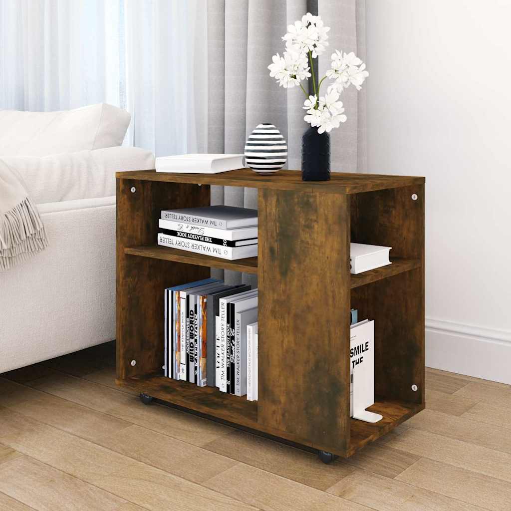 Smoked Oak Side Table - Engineered Wood, 70x35x55 cm