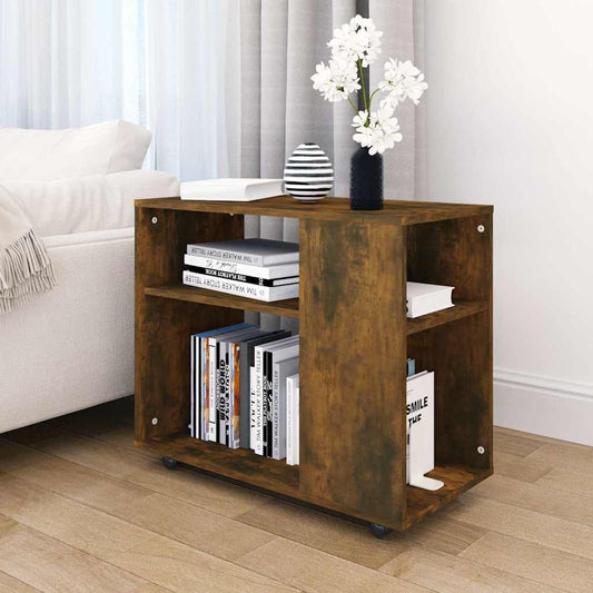 Smoked Oak Side Table - Engineered Wood, 70x35x55 cm