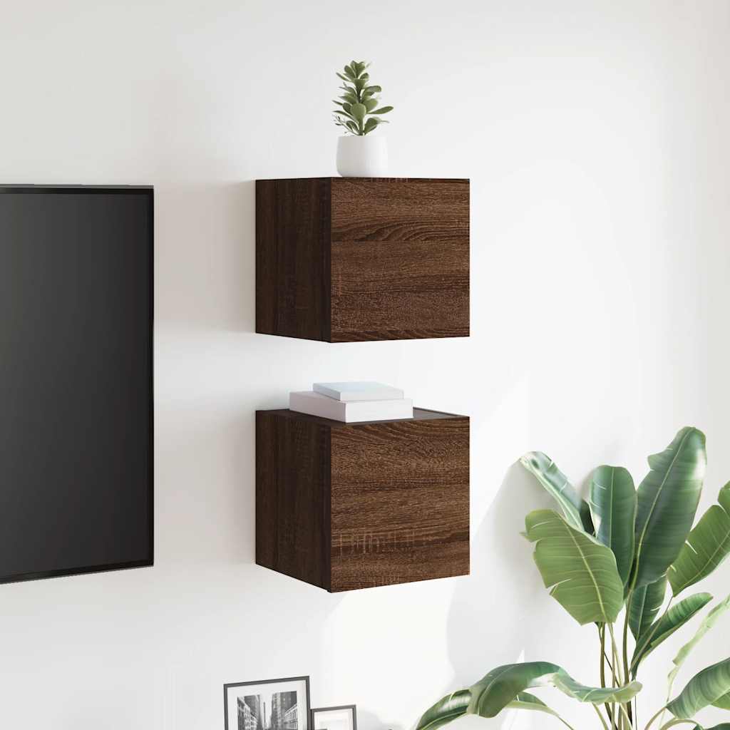 Wall Mounted TV Cabinet 2 pcs Brown Oak 30.5x30x30 cm