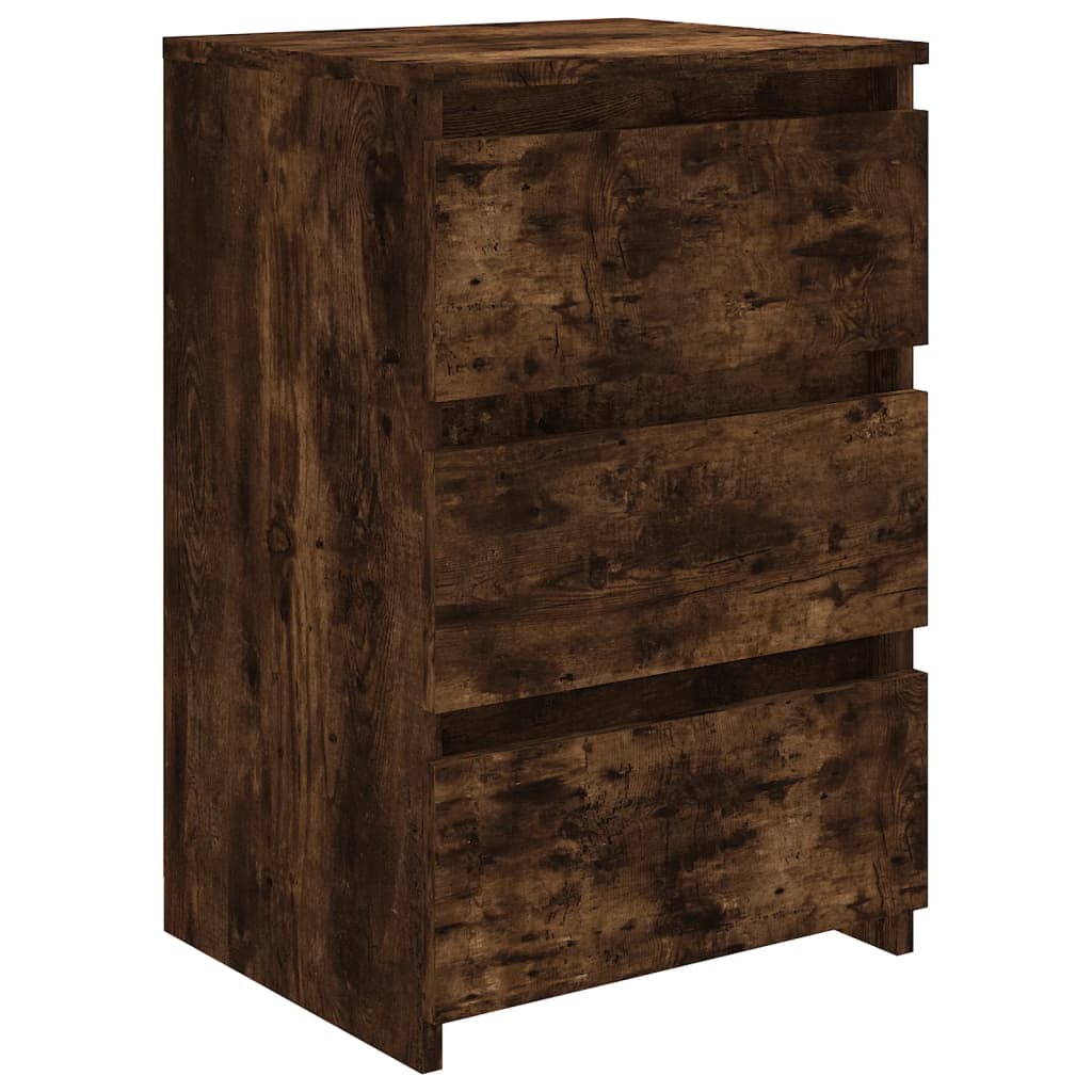 Compact Smoked Oak Bed Cabinet, Engineered Wood 40x35x62.5 cm