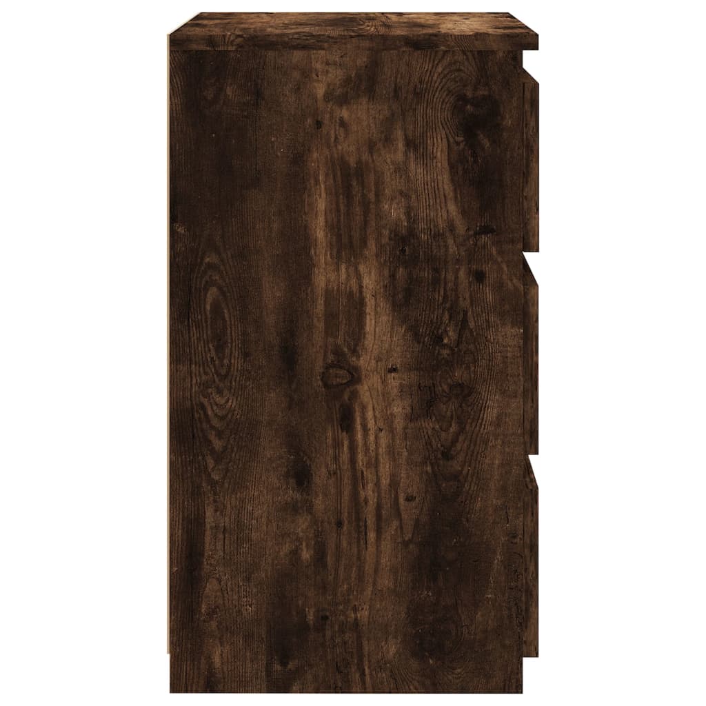 Compact Smoked Oak Bed Cabinet, Engineered Wood 40x35x62.5 cm