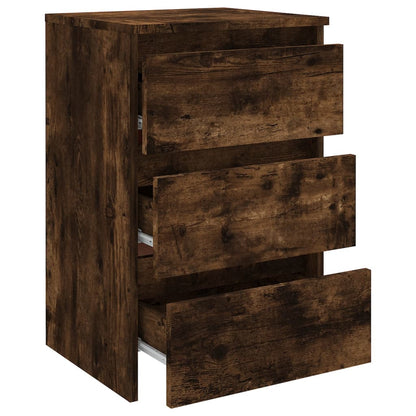 Compact Smoked Oak Bed Cabinet, Engineered Wood 40x35x62.5 cm