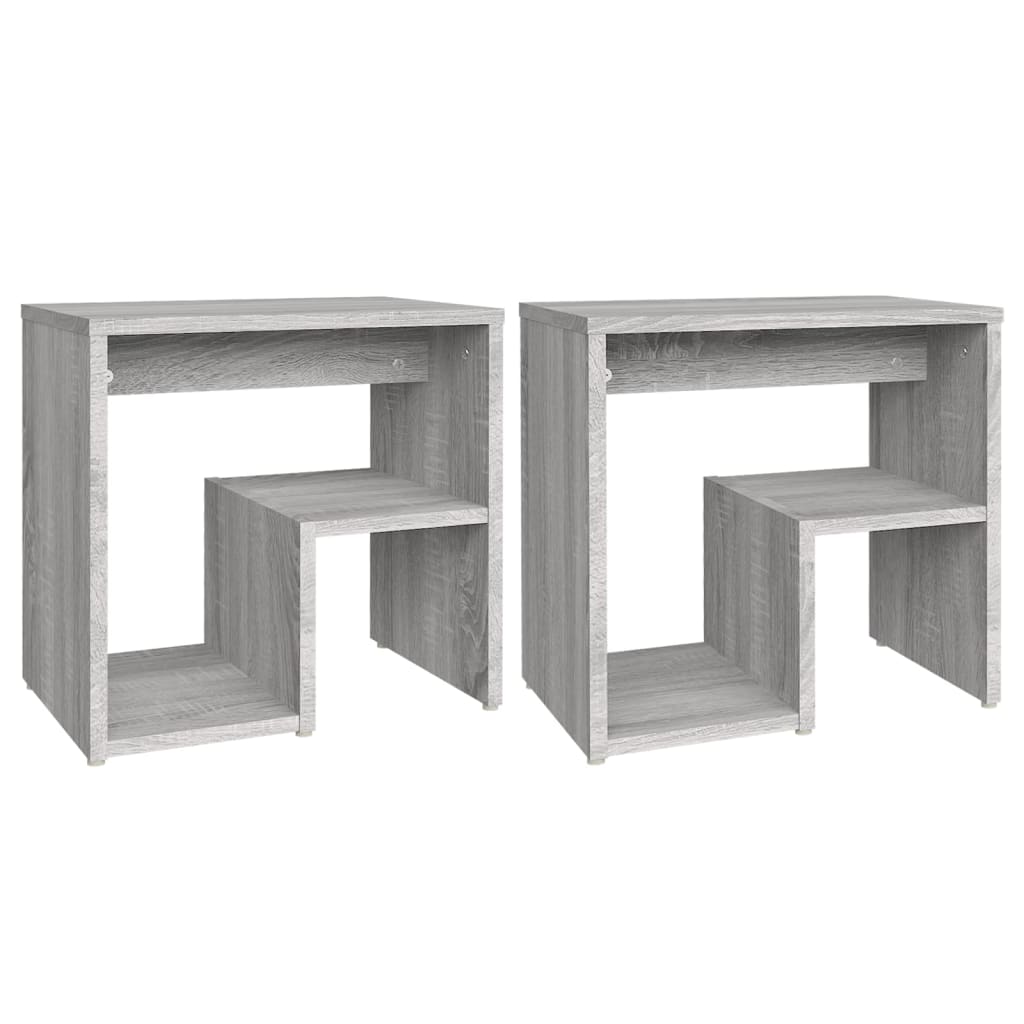 Set of 2 Grey Sonoma Bed Cabinets, Engineered Wood 40x30x40 cm