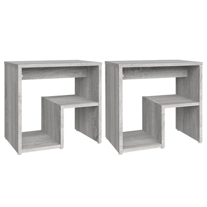Set of 2 Grey Sonoma Bed Cabinets, Engineered Wood 40x30x40 cm