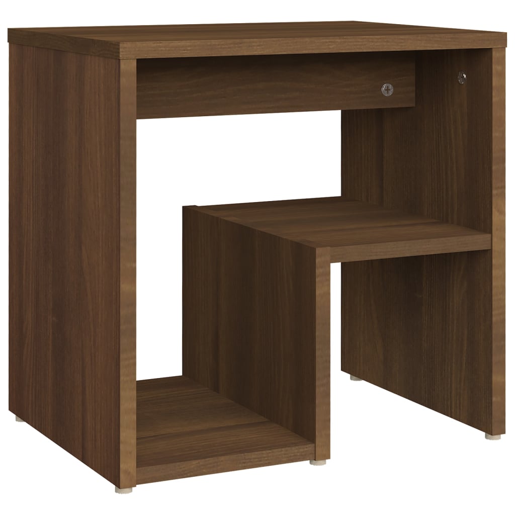 Brown Oak Engineered Wood Bed Cabinets - Set of 2, 40x30x40 cm