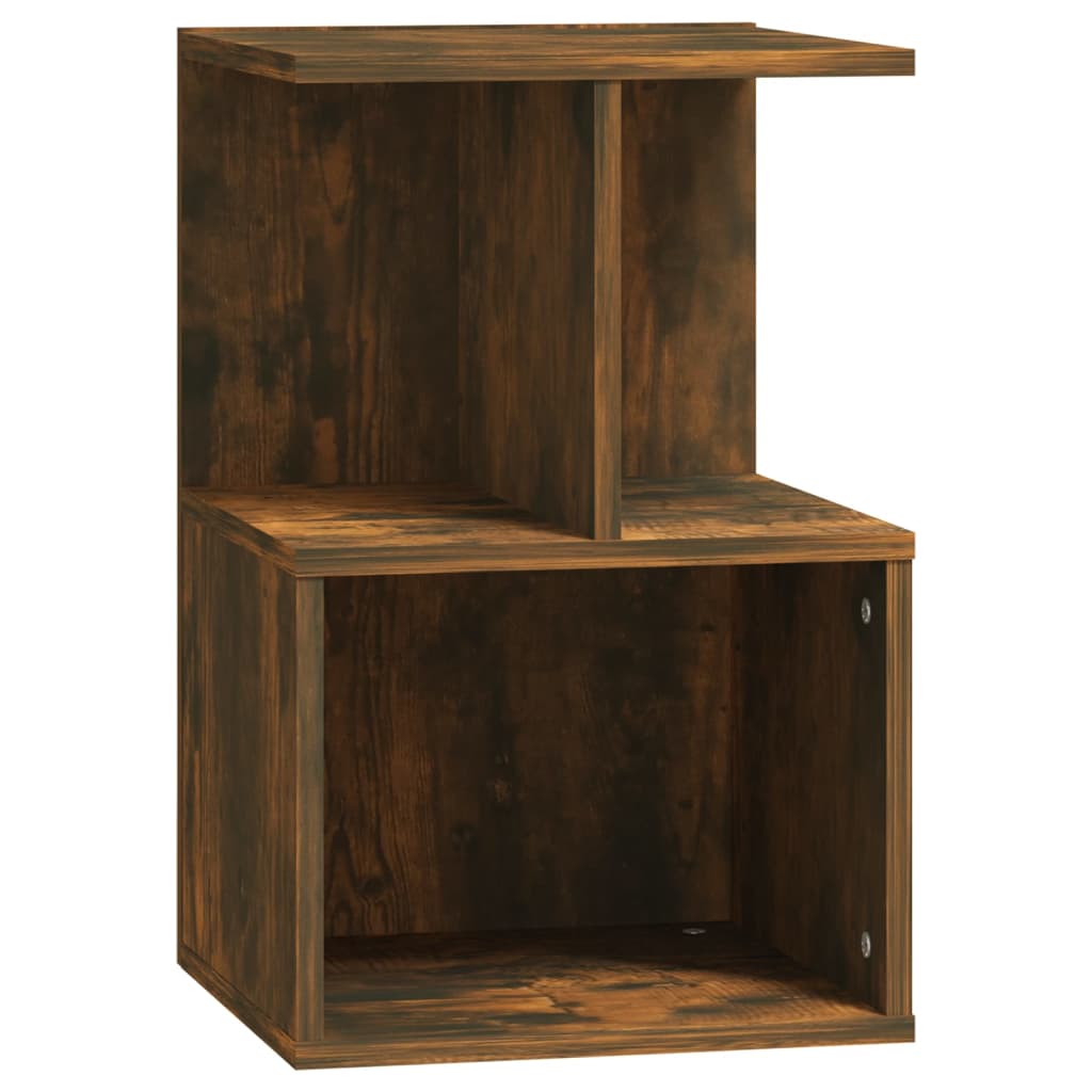 Set of 2 Smoked Oak Bedside Cabinets, Engineered Wood, 35x35x55 cm