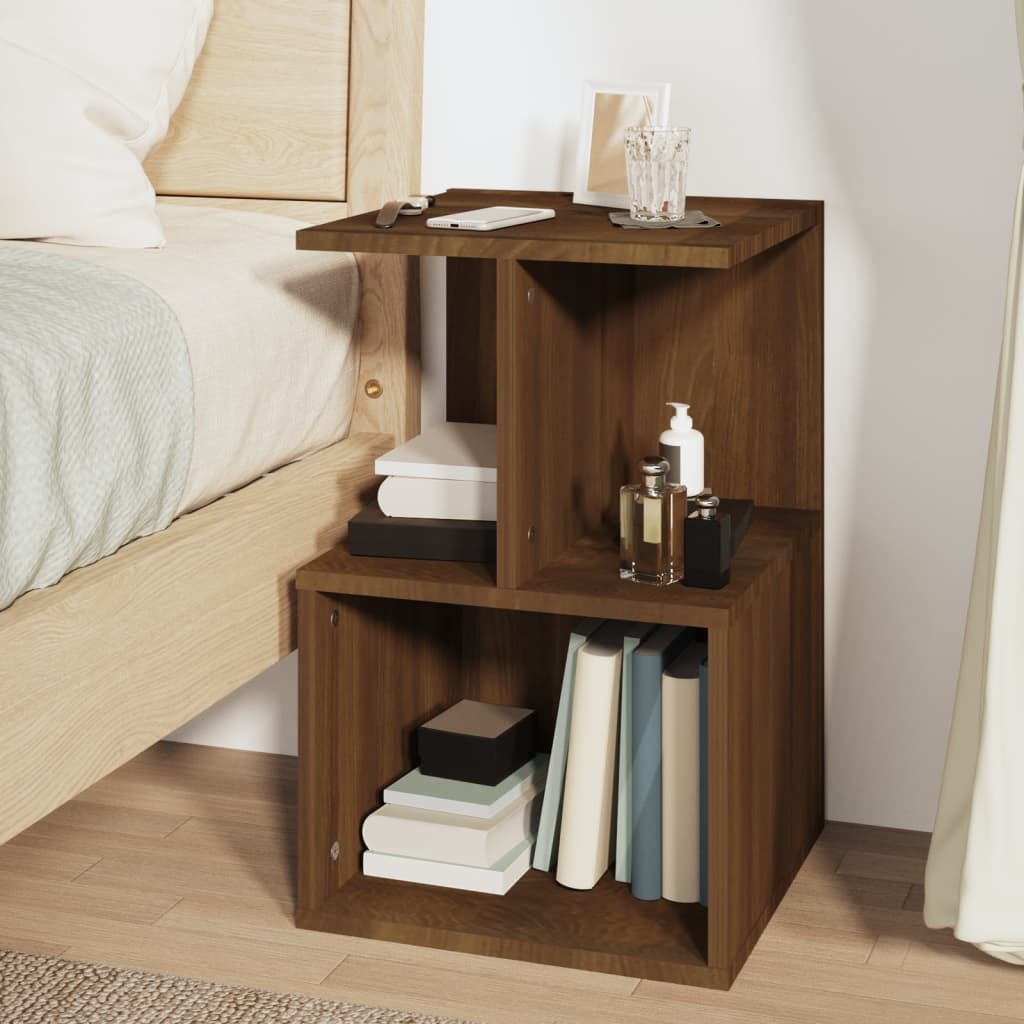 Brown Oak Bedside Cabinet 35x35x55 cm - Engineered Wood
