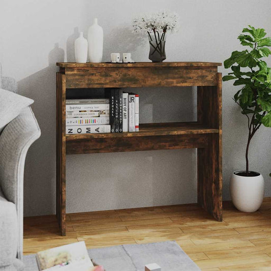 Smoked Oak Console Table - Engineered Wood, 80x30x80 cm