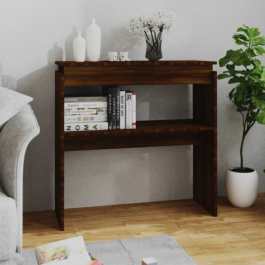 Brown Oak Console Table - Engineered Wood, 80x30x80 cm