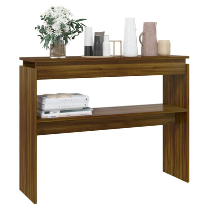 Brown Oak Engineered Wood Console Table - 102x30x80 cm