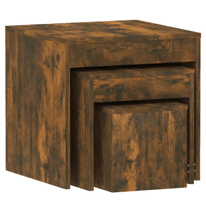 3-Piece Smoked Oak Nesting Tables - Engineered Wood Set