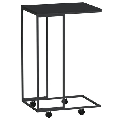 Side Table with Wheels Black 40x30x63.5 cm Engineered Wood