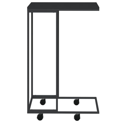 Side Table with Wheels Black 40x30x63.5 cm Engineered Wood