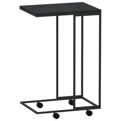 Side Table with Wheels Black 40x30x63.5 cm Engineered Wood