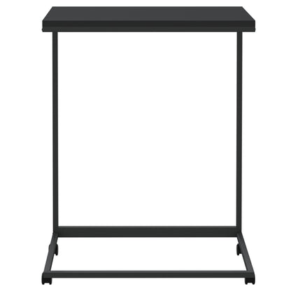Side Table with Wheels Black 55x35x70 cm Engineered Wood