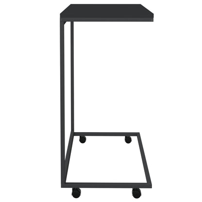 Side Table with Wheels Black 55x35x70 cm Engineered Wood