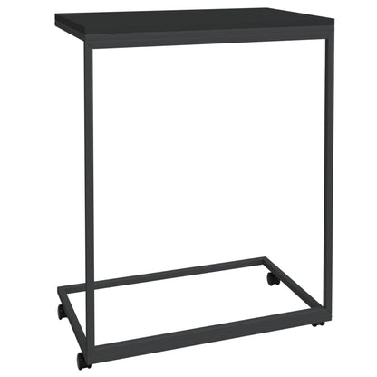 Side Table with Wheels Black 55x35x70 cm Engineered Wood