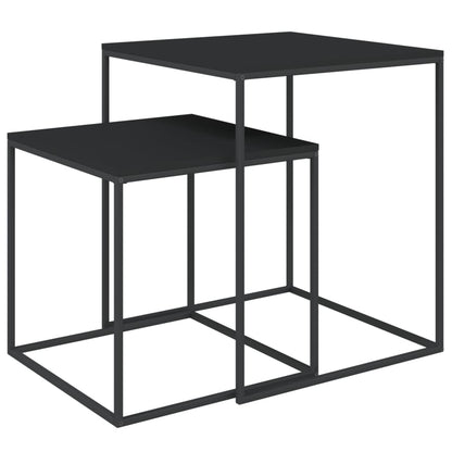 Coffee Table Set 2 pcs Engineered Wood and Metal