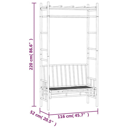 Bamboo Garden Bench with Pergola, 116 cm - Natural Finish