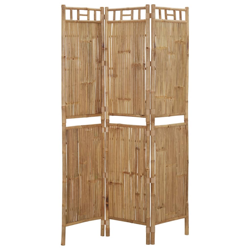 Bamboo 3-Panel Room Divider, Natural Finish, 120x180 cm