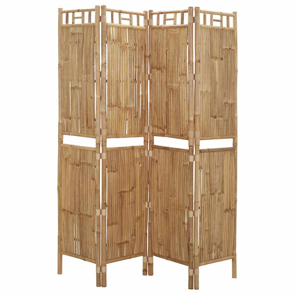 Elegant Bamboo 4-Panel Room Divider 160x180 cm - Natural Finish