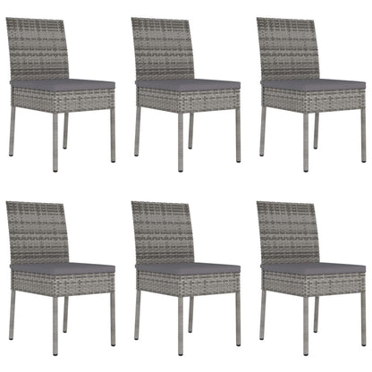 7 Piece Outdoor Dining Set with Cushions Poly Rattan Grey