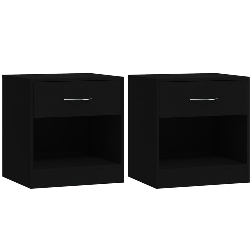 Black Bedside Cabinets 2 pcs with Drawer - Sleek & Stylish Design