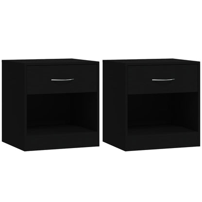 Black Bedside Cabinets 2 pcs with Drawer - Sleek & Stylish Design