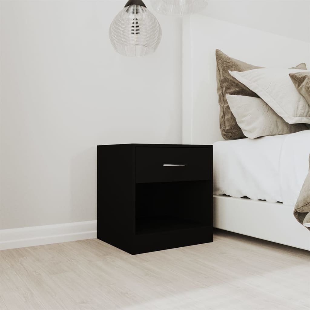 Black Bedside Cabinets 2 pcs with Drawer - Sleek & Stylish Design