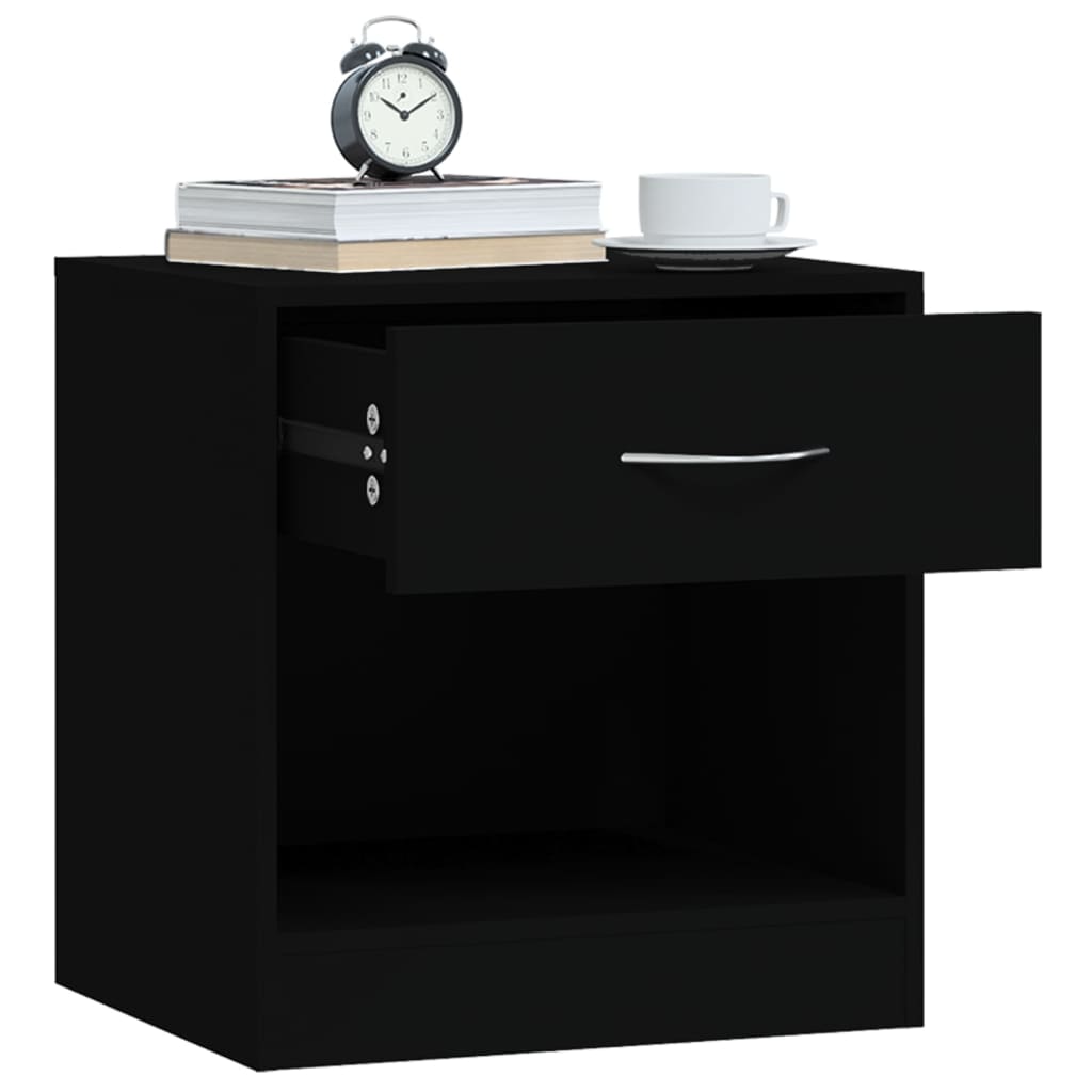 Black Bedside Cabinets 2 pcs with Drawer - Sleek & Stylish Design