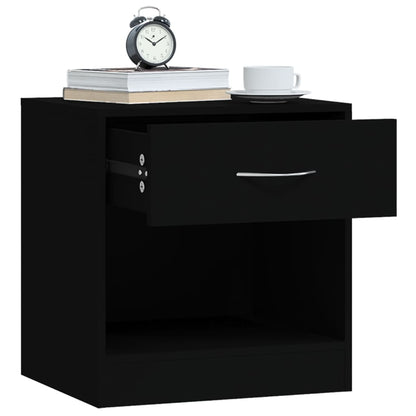 Black Bedside Cabinets 2 pcs with Drawer - Sleek & Stylish Design